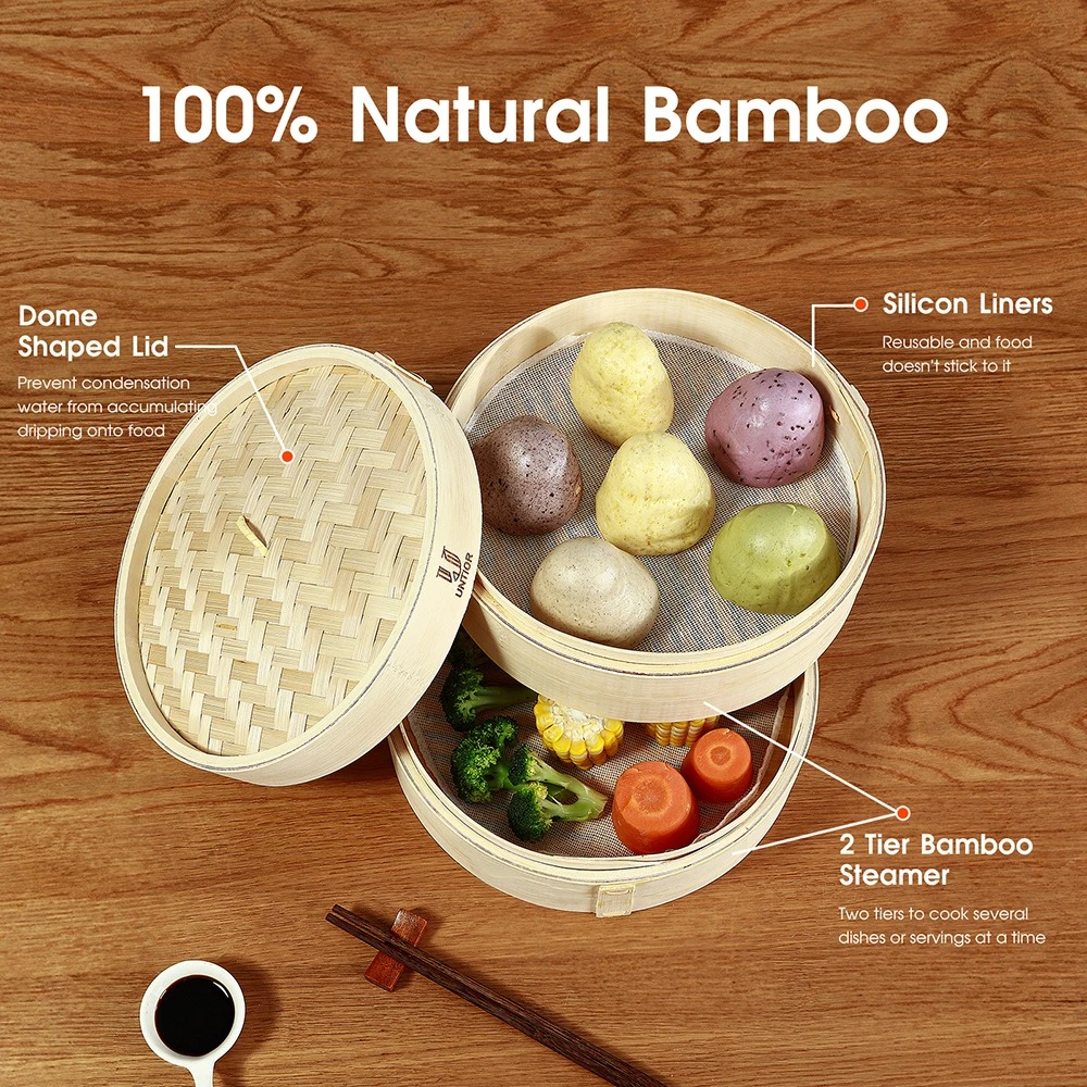 뚜껑이 달린 대나무 스티머 바구니, 만두 스티머 바구니 - Bao Steamer Bamboo 리뷰 및 가격